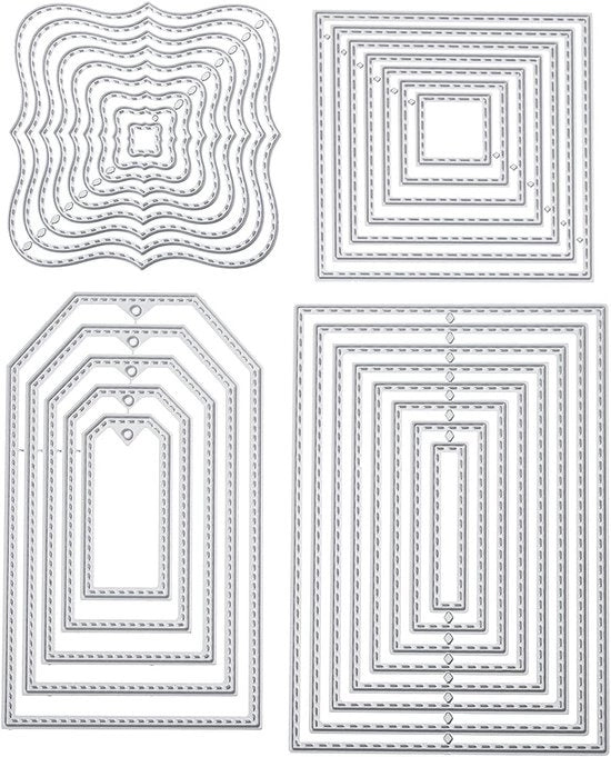 Set di stencil geometrico - Scrapbooking - 4 pezzi - Multicolore - Acciaio