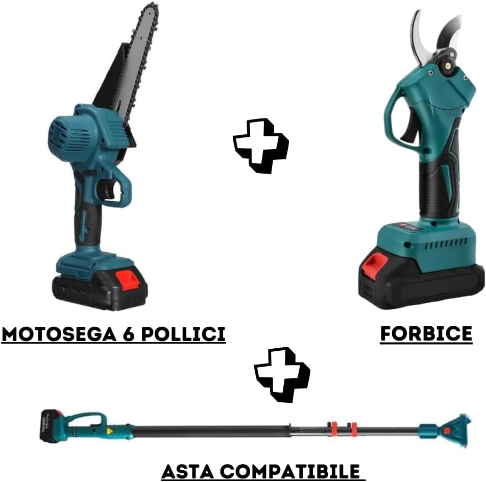 Forbice da Potatura a Batteria con Motosega a Batteria 6 Pollici incluso