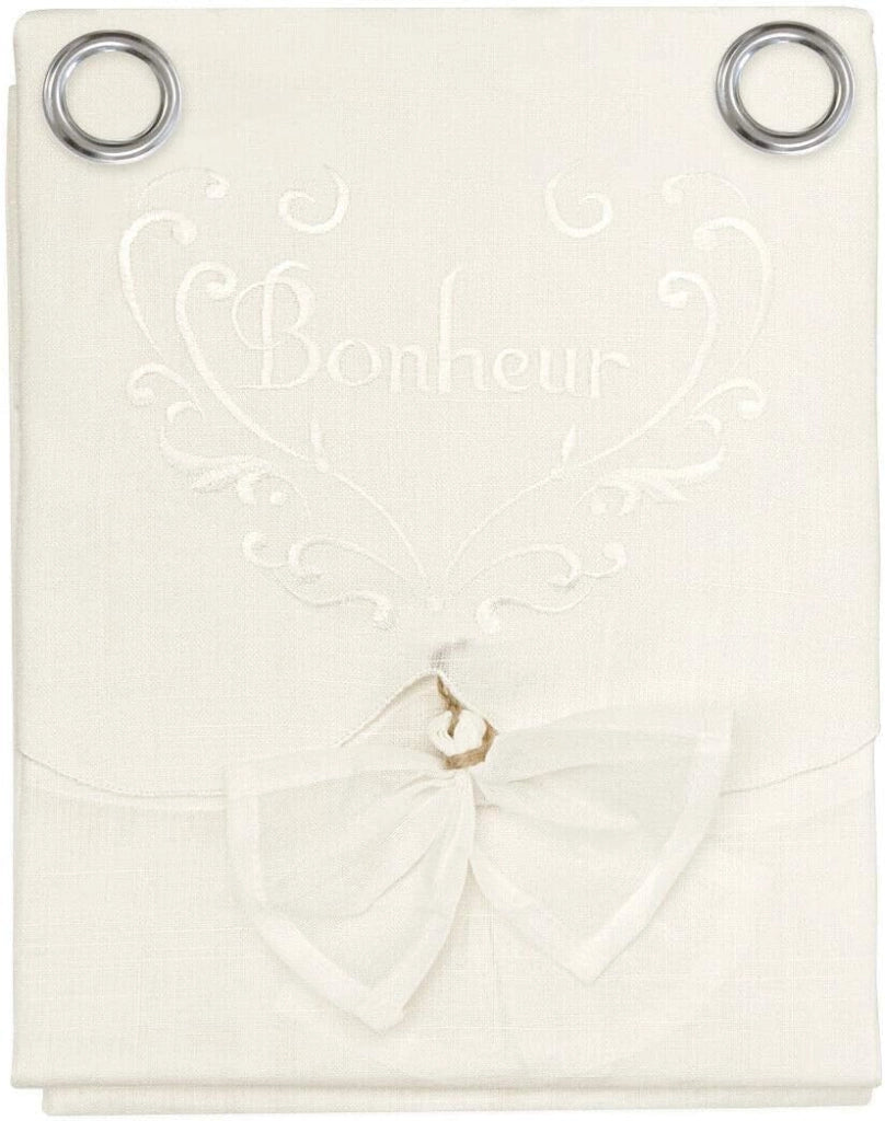 Tende Finestre Porta Interno 140x290 cm Tessuto Lino Bianco Coppia 2 Pz Shabby Chic Fiocco