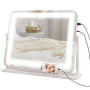 Specchio da Toeletta Bianco 58x46 cm con Luce LED e 3 Modalit¨¤ ¨C Zephmum ¨C Regolabile e Touch