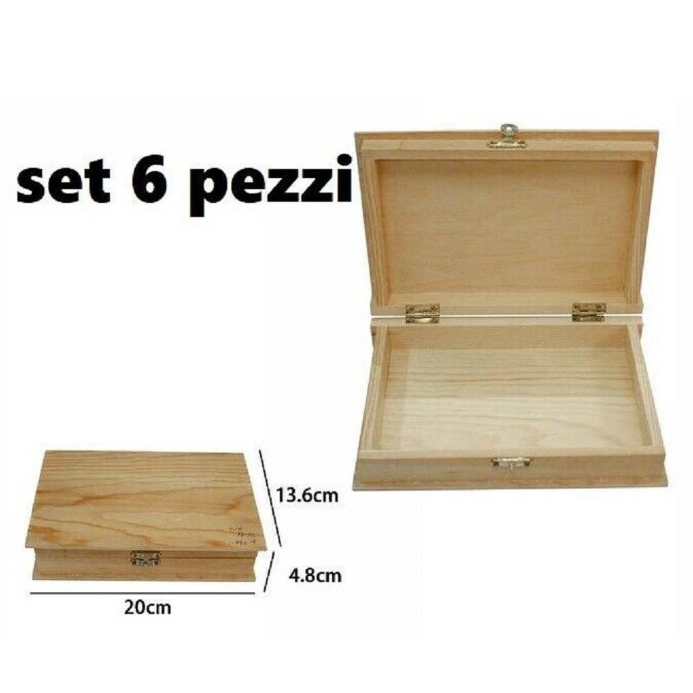 Trade Shop - Set 6 Scatole Box Astuccio In Legno Decoupage Portagioie Cofanetto 53463a -