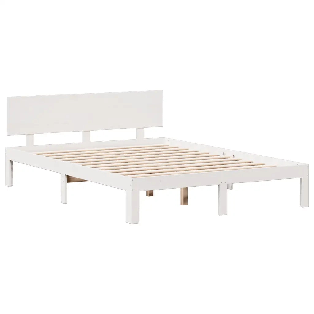 Letto Libreria senza Materasso-Struttura Letto con contenitore Bianco 140x190 cm Legno di Pino 756477