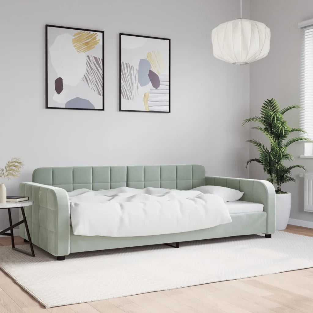 Letto da Giorno Grigio Chiaro 100x190 cm in Velluto 354076