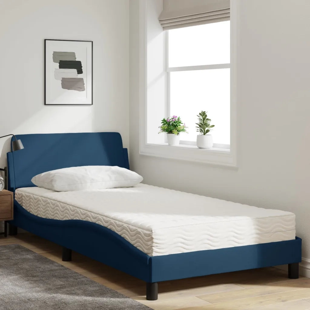 Letto con Materasso Dover Blu 100x200 cm in Tessuto