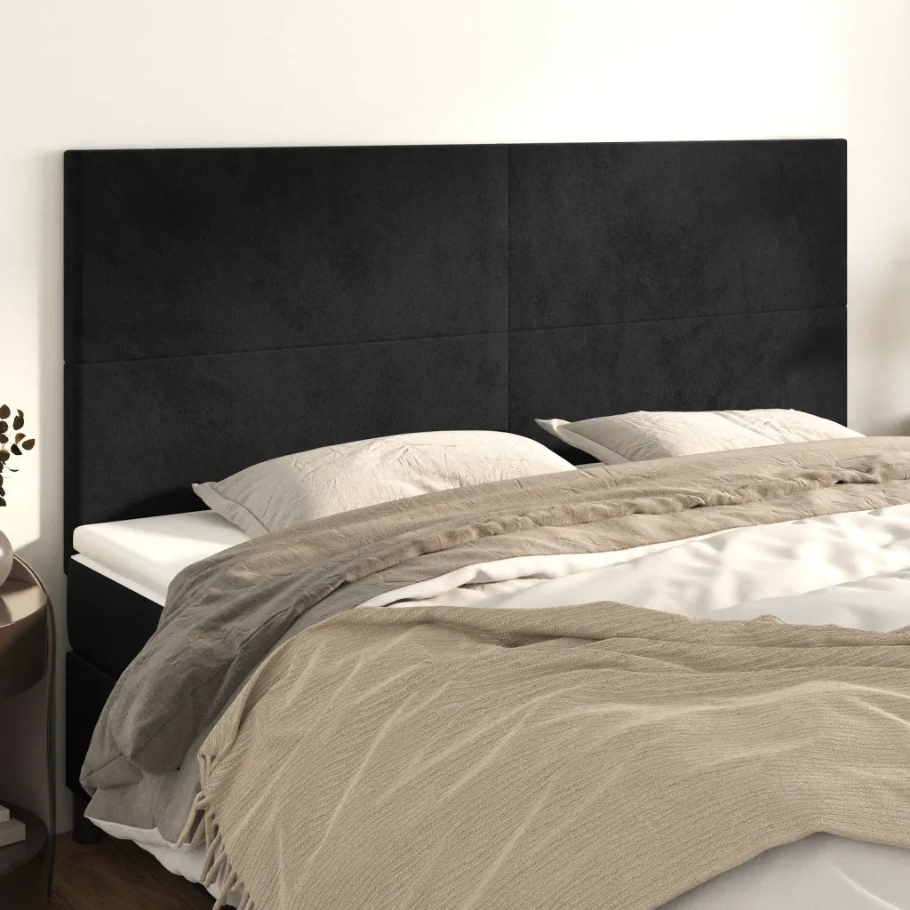 Testiera-Testata-Testiera Decorativa Nera 180x5x118/128 cm Velluto 812947