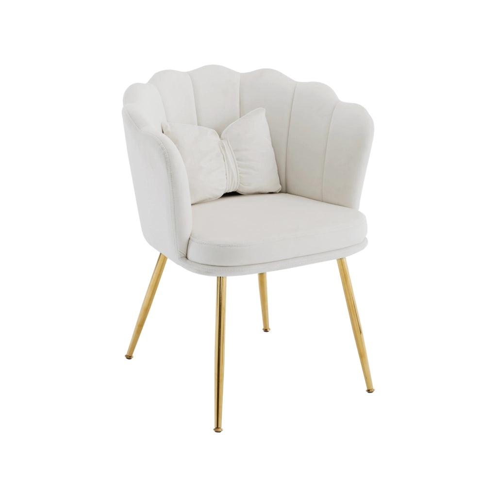 Set di 2 poltroncine moderne in velluto - Zephmum- Schienali a petalo, gambe dorate, cuscini farfalla