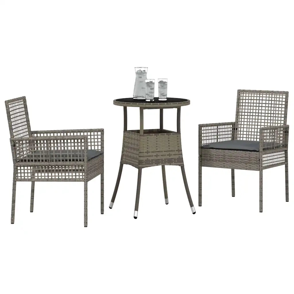 Set da Pranzo per Giardino 3 pcs Grigio polyrattan 3334945