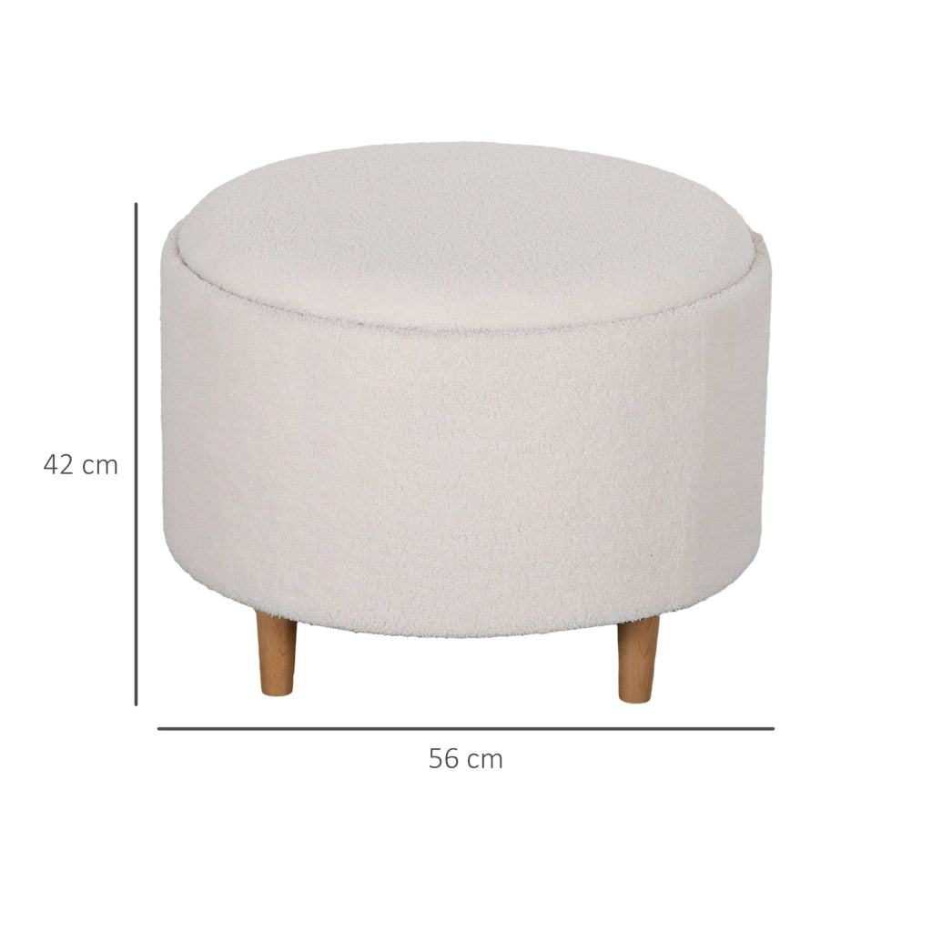 POUF Contenitore rotondo 56x56x42 cm Bianco in poliestere