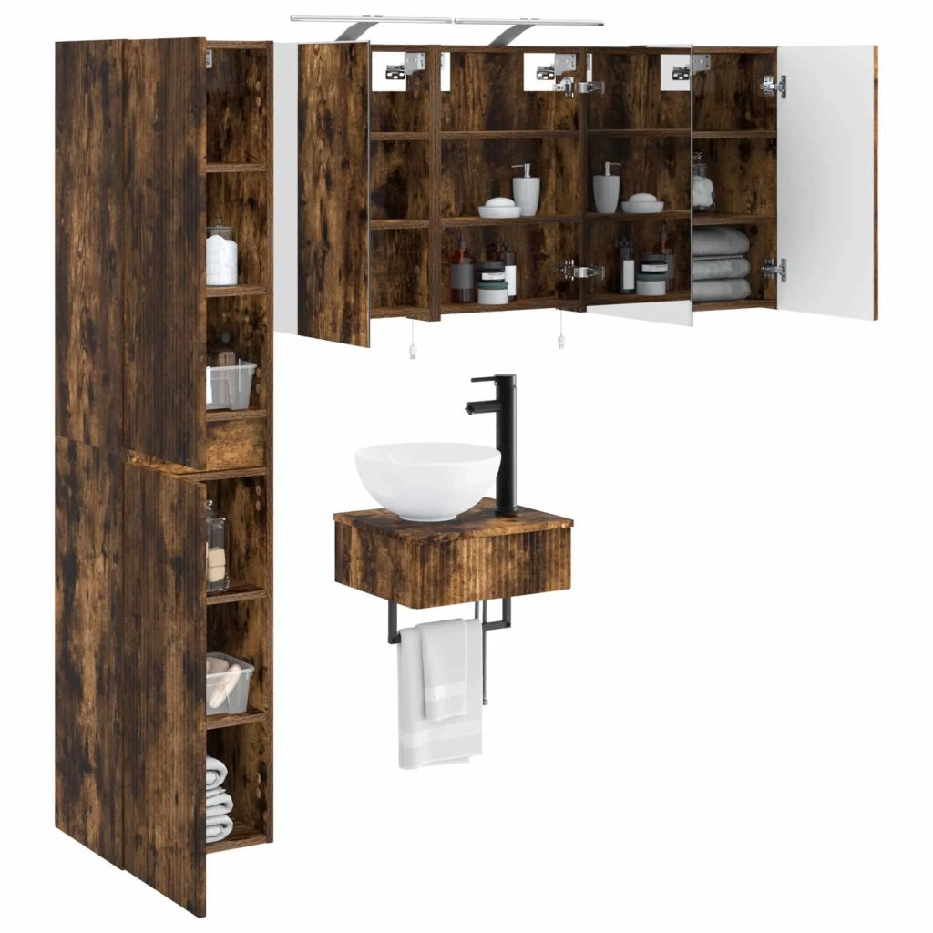 Set di mobili per il bagno 5 pz Rovere Fumo 3407243