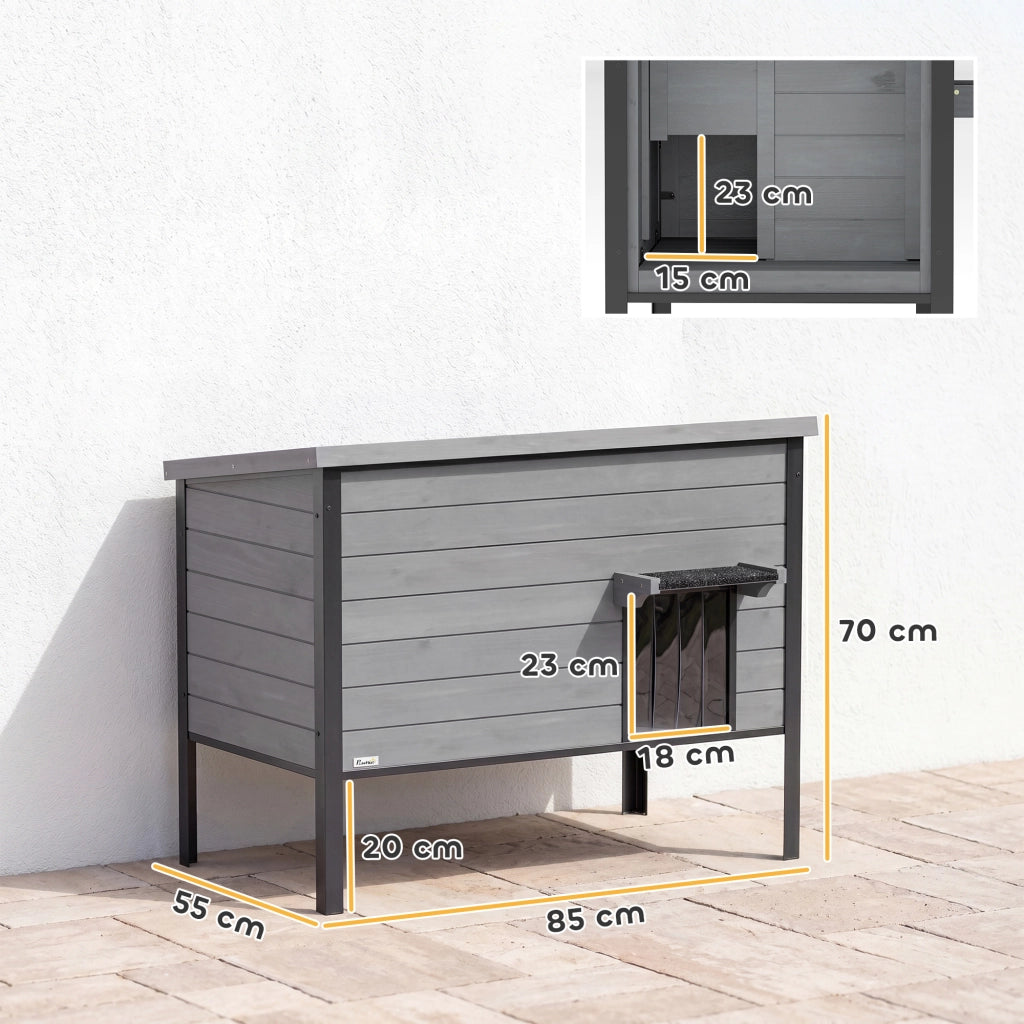 Cuccia per Gatti da Esterno ¨C Xylo ¨C Impermeabile con Tetto Apribile 85x55x70cm Grigio Chiaro