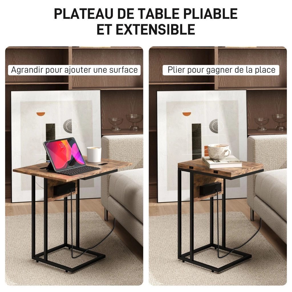Tavolino da salotto con ricarica ¨C Xylo ¨C Effetto legno marrone e nero 39x29x57