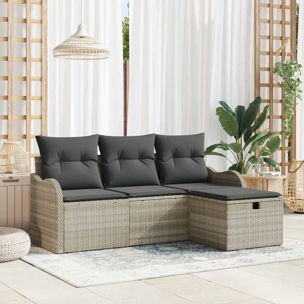 Set Divano da Giardino 4 pcs Grigio chiaro Poly Rattan 3360283