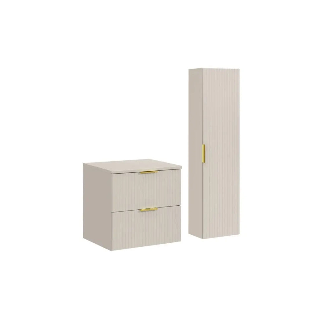 Set da bagno NOXERA 60 cm Cashmere – Marrone congo – piano per lavabo + colonna