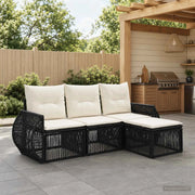 Set Divano da Giardino 4 pz Nero e Bianco Crema polyrattan 3435397