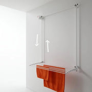 Sistema di asciugatura a muro, a vite verticale, regolabile in altezza, in alluminio e acciaio, 108 x 52 x 137 cm (bianco, 100)