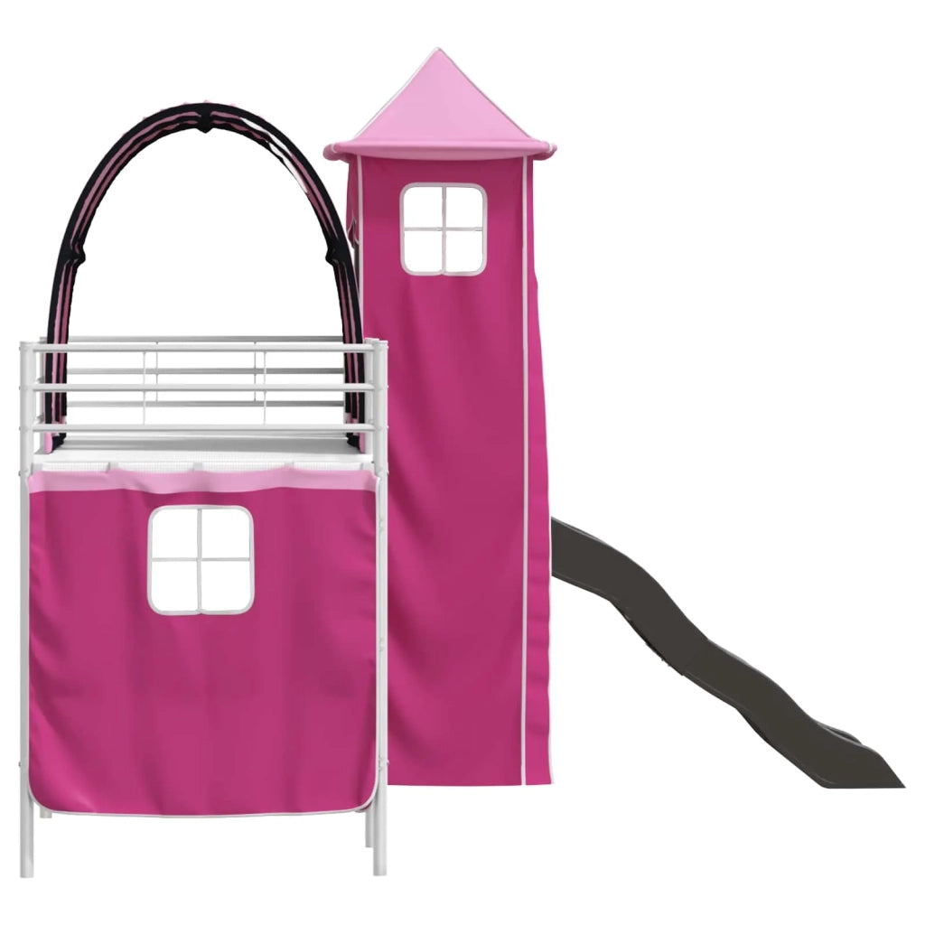 Struttura del letto loft per Bambini | Letto Infantile | Lettino Bianco e Rosa 75 x 190 cm