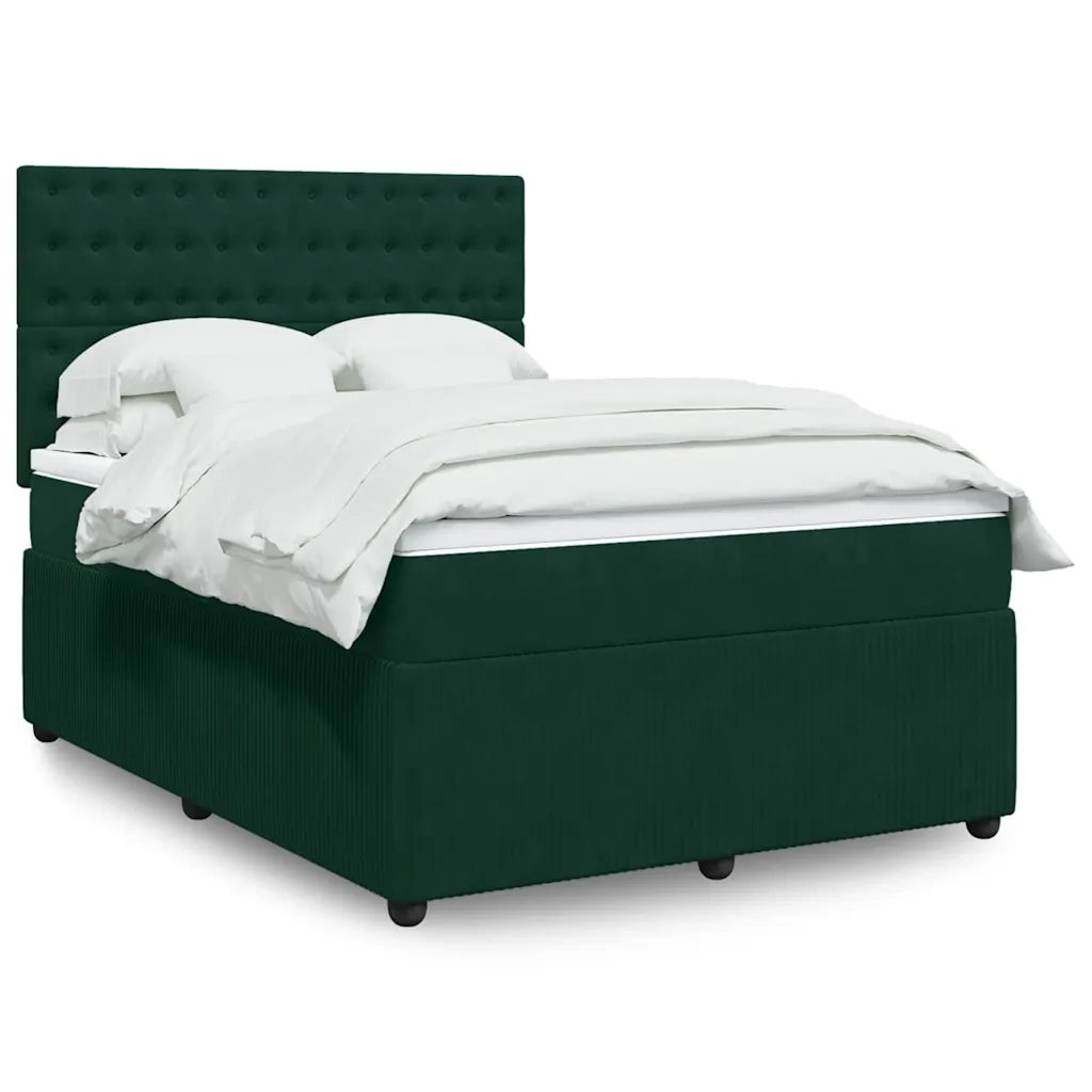 Giroletto a Molle con Materasso Verde Scuro 140x190 cm Velluto 3292349