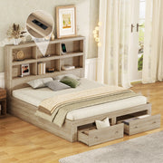 Letto matrimoniale 160x200 cm in truciolare naturale con testiera contenitore; USB e 2 cassetti