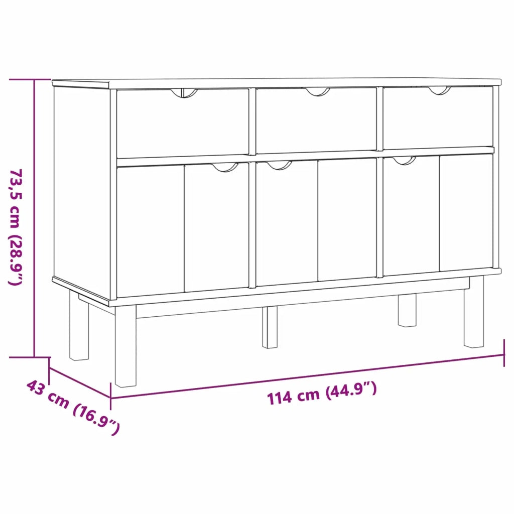 Credenza | Madia | Buffet da pranzo | Armadio da pranzo OTTA Marrone e Nero 114 x 43 x 73,5 cm