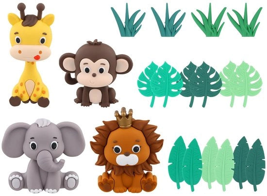 Decorazione per torta jungle a tema verde smeraldo - decorazione per torta ideale per bambini, ragazze e baby shower - perfetta per il primo compleanno e decorazione di festa