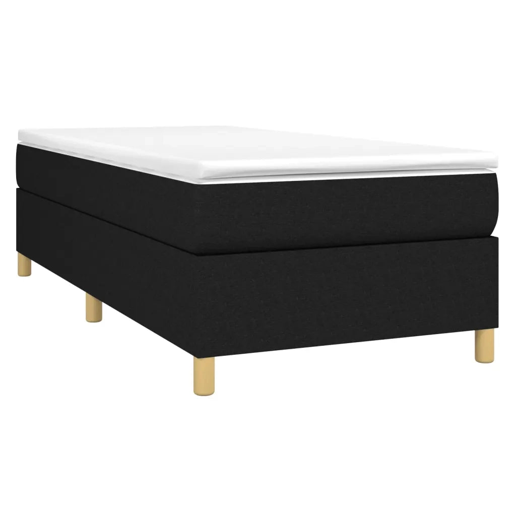 Letto singolo | Letto per adulti | Giroletto a Molle con Materasso Nero 90x200 cm in Tessuto
