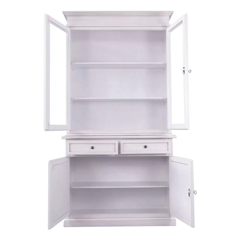 Cristalliera 2 porte shabby legno bianco anticato decorato 105x42x205 - Mobili 2G
