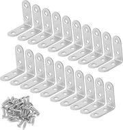Angolo destro in acciaio inossidabile - 90 gradi supporto angolare 20 pezzi, inclusi viti - Argento - 40 x 40 x 16 mm - Materiale di fissaggio