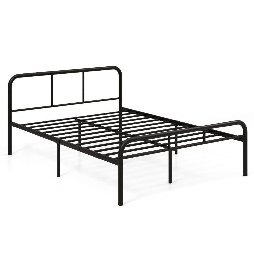 Letto piattaforma in metallo moderno con testiera e pedier facile da montare, Struttura per letto matrimoniale Nero-Letti e strutture