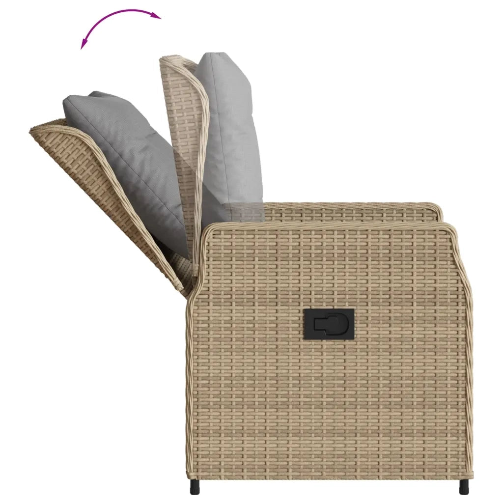 Set da Pranzo da Giardino 3 pz | Set Salotto da Giardino con Cuscini Beige in Polyrattan