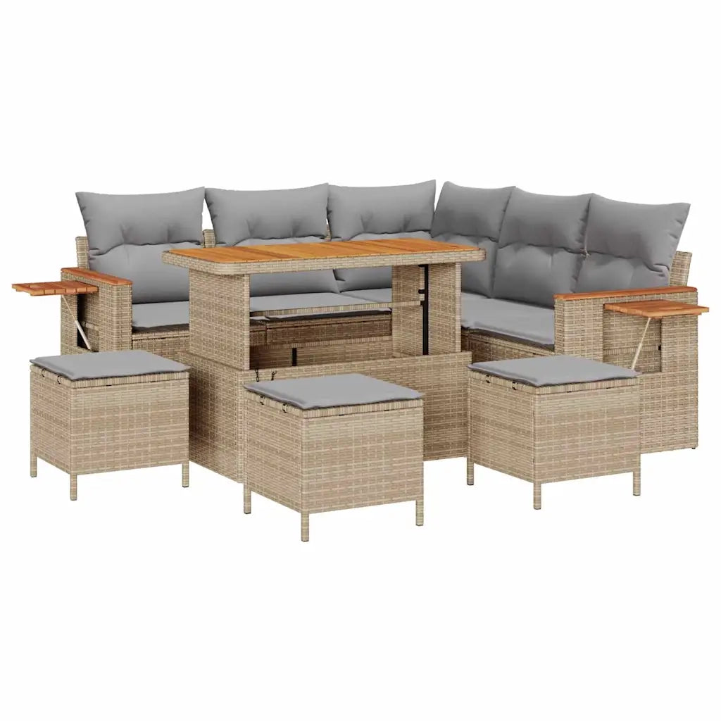 Set Divano da Giardino 10 pcs Beige e Grigio Chiaro polyrattan