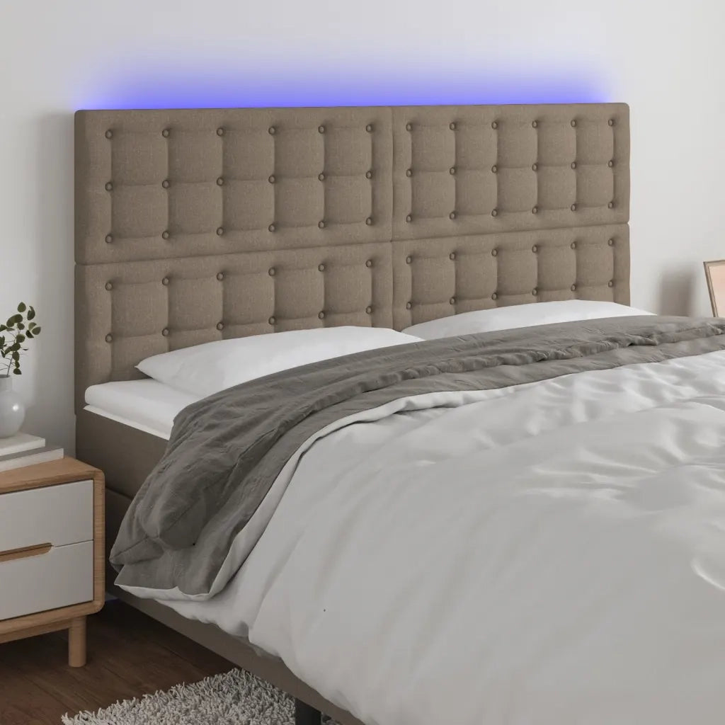 Testiera a LED-Testata con LED Tortora 160x5x118/128 cm in Tessuto 778604