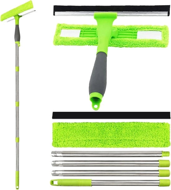 Set di pulizia finestre estensibile 2-in-1 per una pulizia efficiente e sicura del vetro