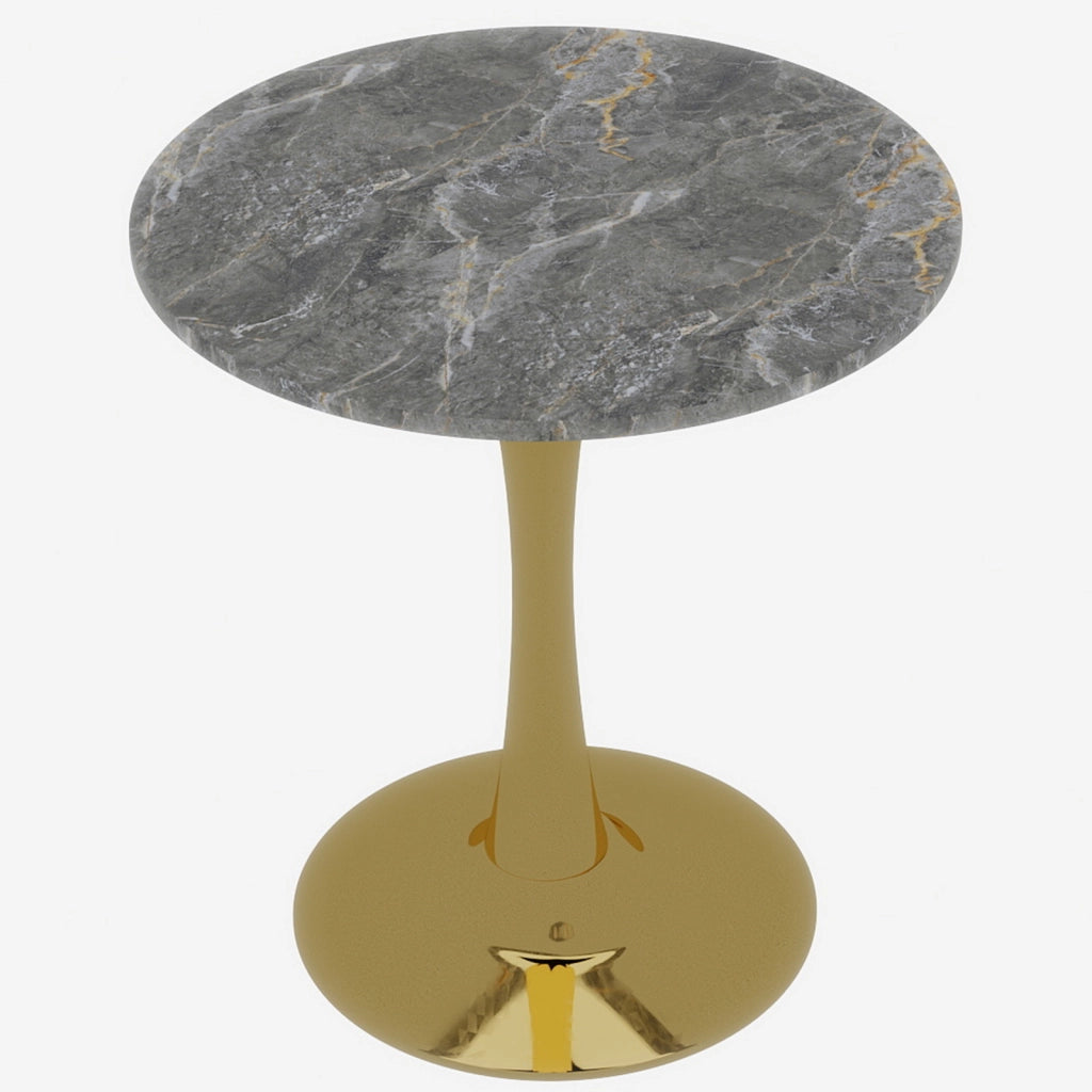 Tavolino da Caff¨¨ Rotondo ¨C MINIMAL ¨C Piano in Marmo Grigio, Design Moderno, 70 cm
