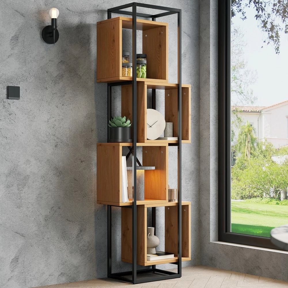 Scaffale Libreria Aperto 4 Ripiani in Metallo e MDF ¨C Xylo ¨C 59x30x180 cm