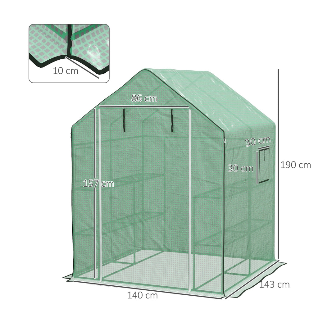 Serra da giardino con porta, finestra e 3 ripiani ¨C Xylo ¨C PE 140x143x190 cm