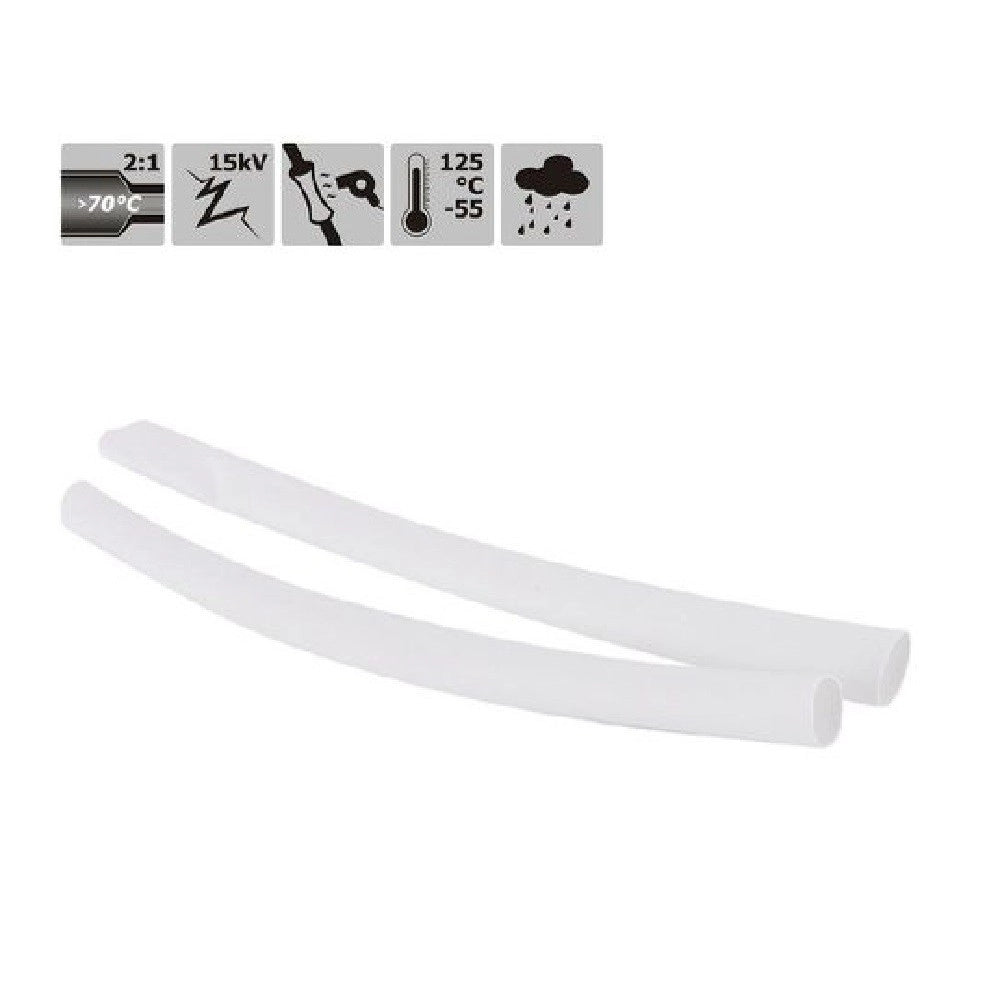 Trade Shop - Set 10 Pz Guaine Termorestringenti Termoretrattili Bianche 12x120 Mm Cavi 57071 -