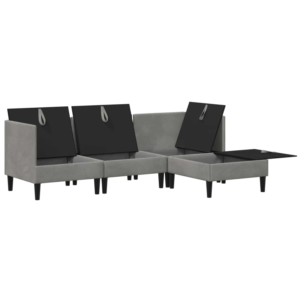 Set di mobili per il soggiorno 4 pcs Grigio Chiaro Velluto 3413730