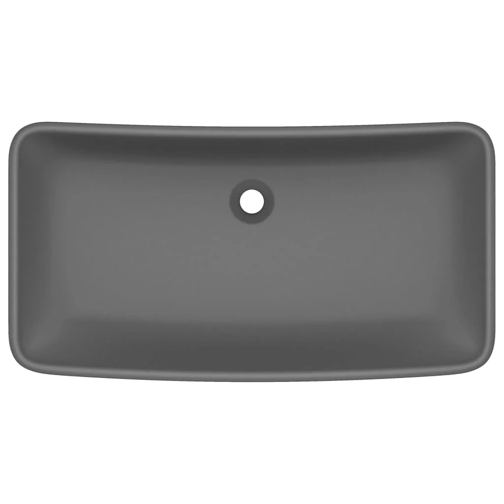 Lavabo da appoggio rettangolare di lusso lavabo da bagno vano trucco finitura opaca 71 x 38 cm ceramica grigio scuro 02_0002703