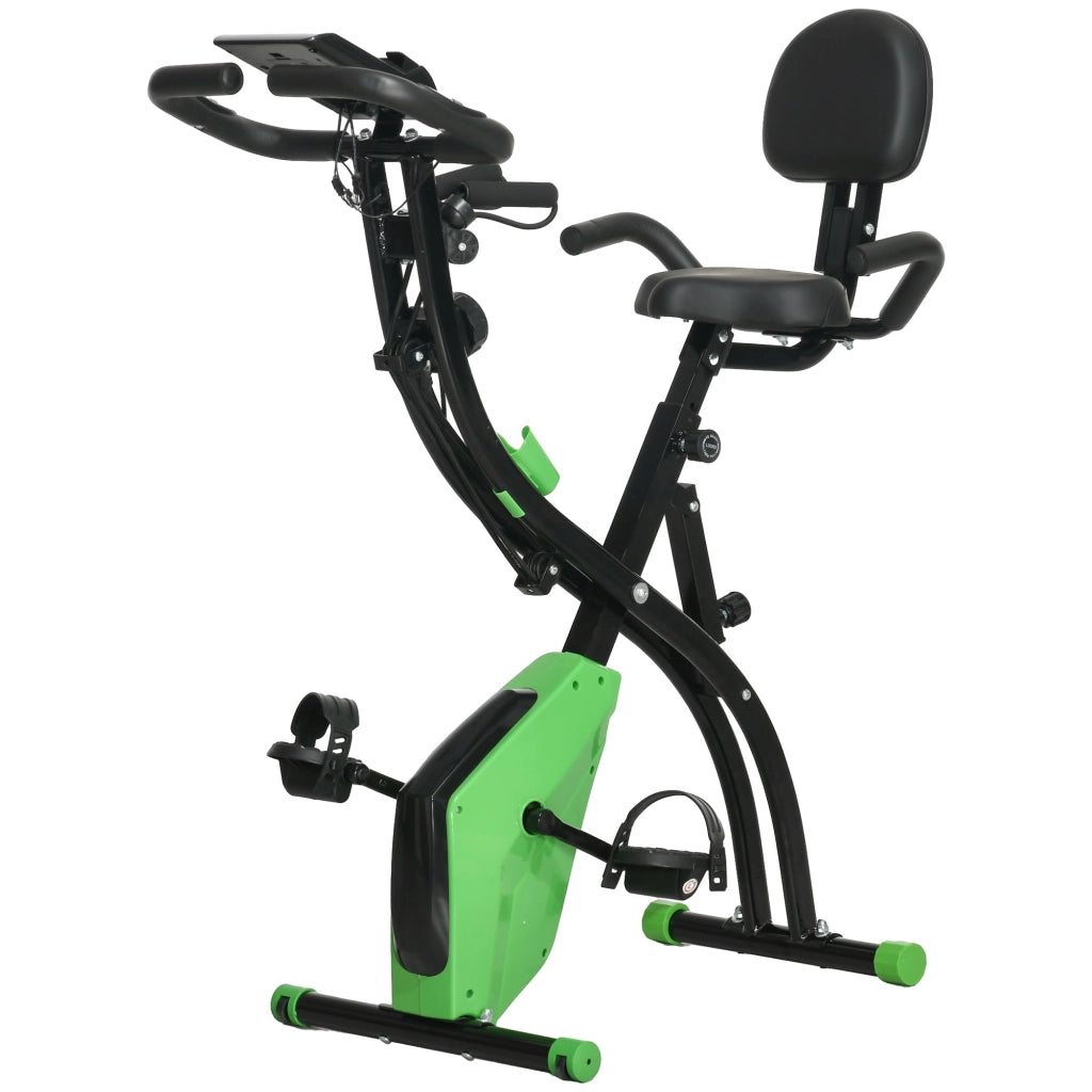 Cyclette Pieghevole 2 in 1 ¨C Xylo ¨C Resistenza Magnetica 8 Livelli, Sensore Cardiaco, Volano 2.5kg, Verde