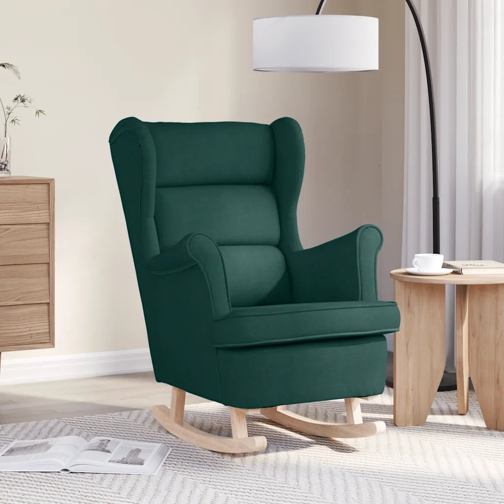 Poltrona | Sedia a Dondolo Verde Scuro 74x90x102 cm in Tessuto