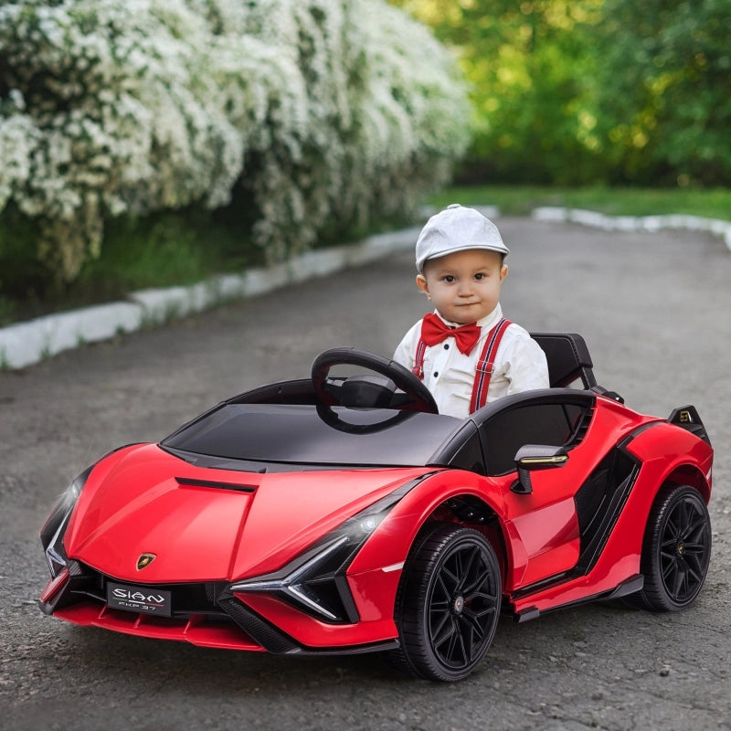 Macchina elettrica per bambini 12V 2 modalit¨¤ di guida Lamborghini SIAN SUV con telecomando, musica (MP3/USB), luci, 37-60 mesi, metallo rosso, 108