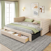 Letto Imbottito Estraibile 3 in 1 con Cassetti e Rete a Doghe ¨C MINIMAL ¨C Singolo/Matrimoniale 90x190, Beige