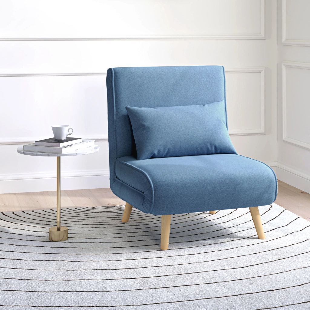 Letto imbottito convertibile 1 posto ¨C zephmum ¨C tessuto blu con cuscino