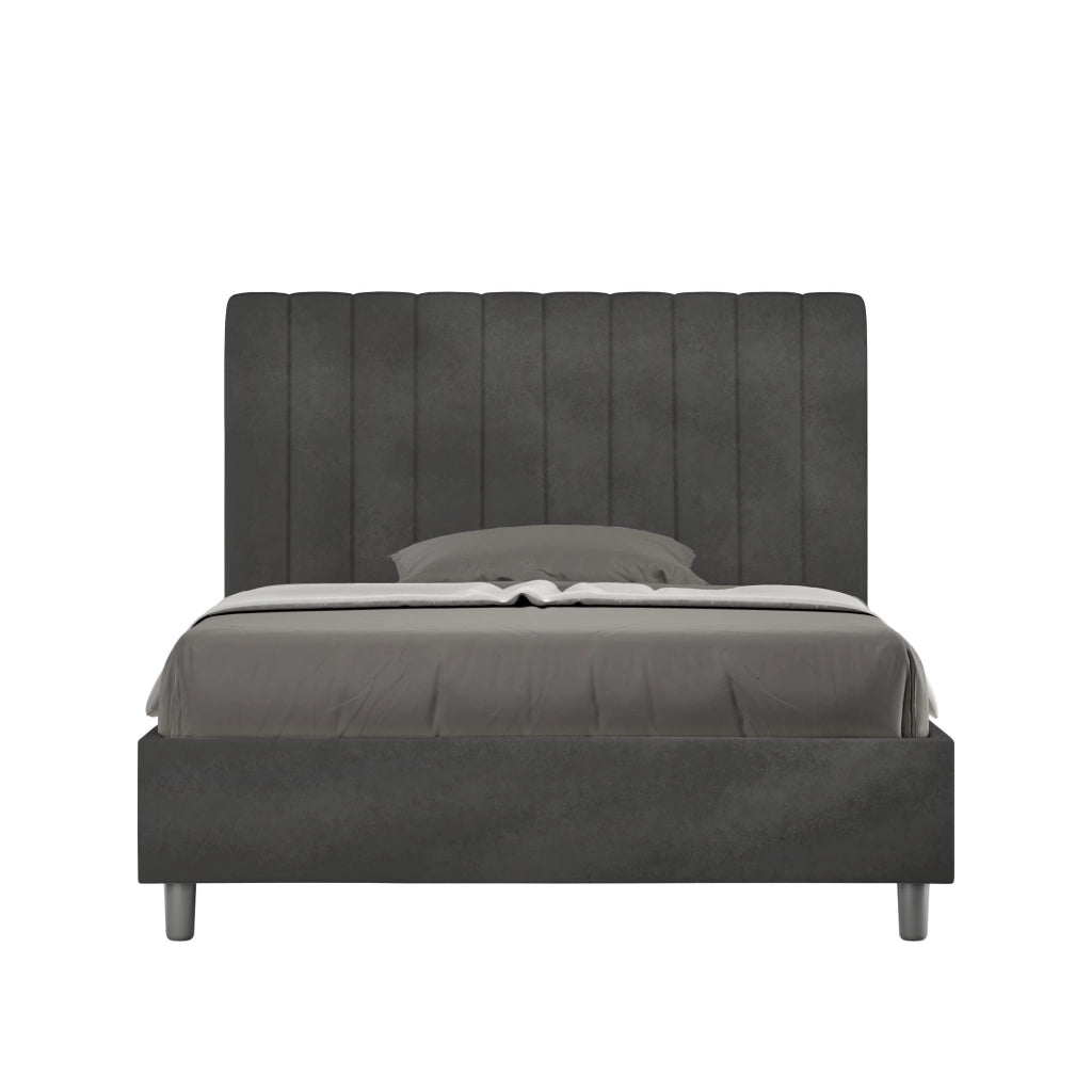 BS COM Letto una piazza e mezza contenitore imbottito 120x190 microfibra grigio