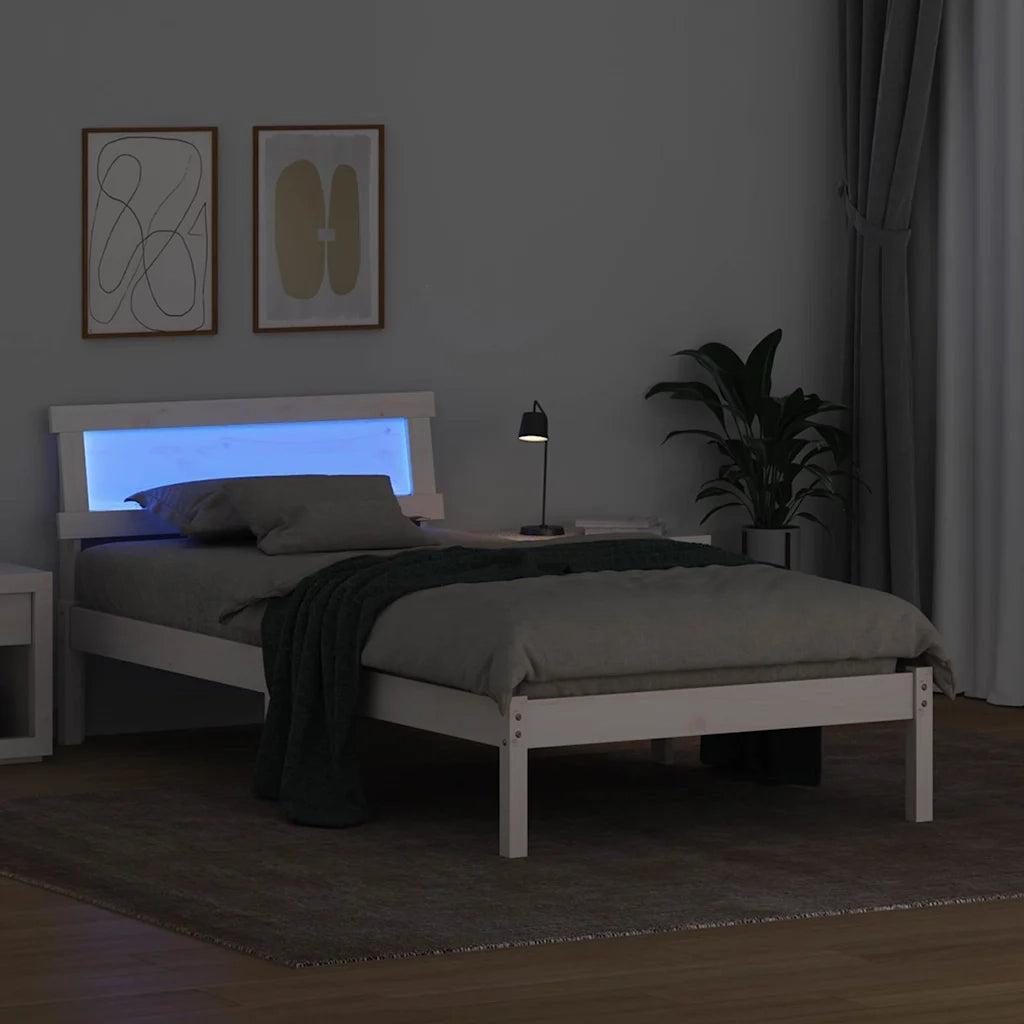 Letto singolo | Letto per adulti | Struttura del letto Bianco 100 x 200 cm Pino massello