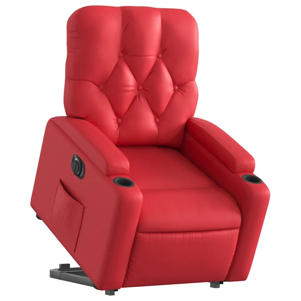 Poltrona Alzapersona Reclinabile Elettrica Rossa in Similpelle 3204791