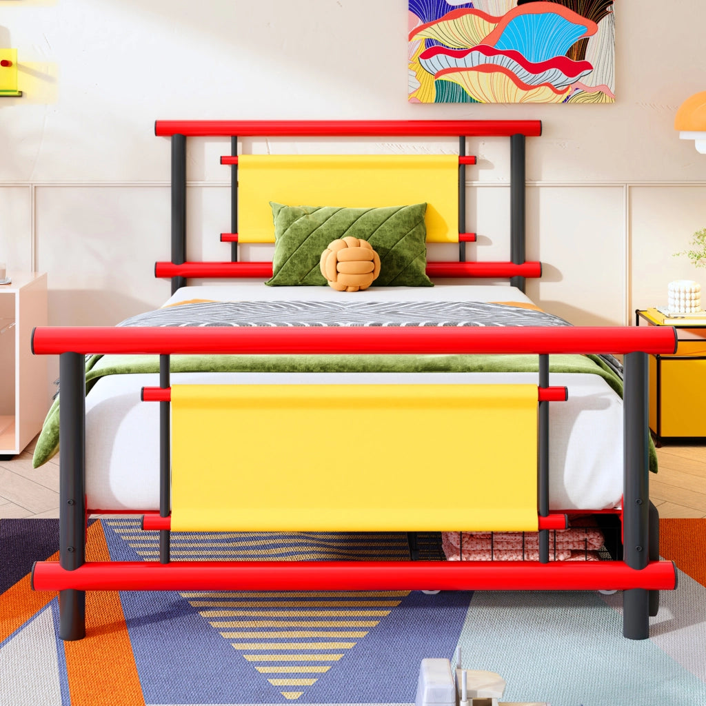 Letto per bambini 90x200 cm con cassetti in metallo