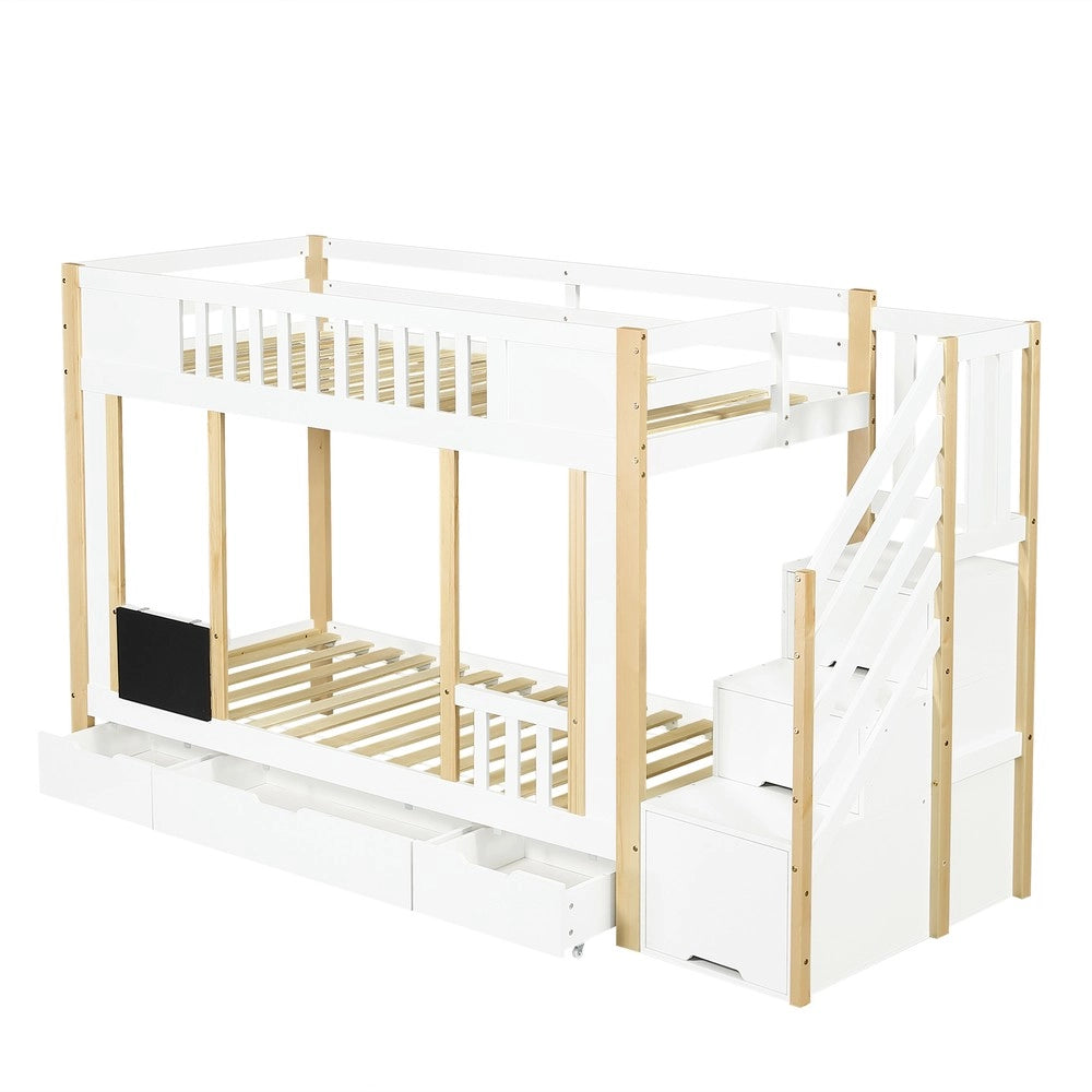 Letto a Castello con Contenitore ¨C MINIMAL ¨C Pino e Multistrato, Bianco, 90x200