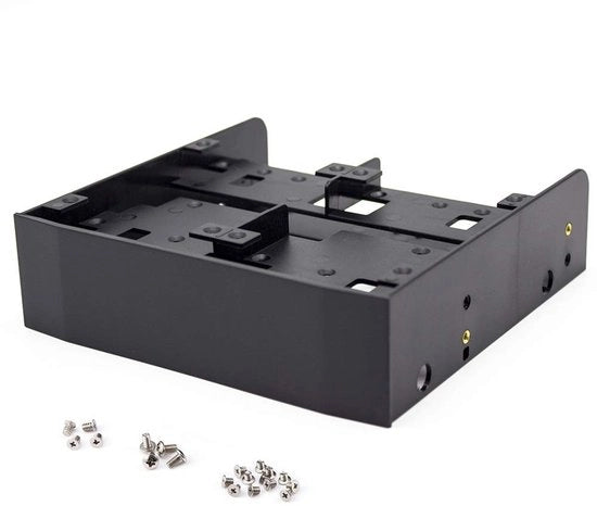 Montaggio Beugel per Dischi Rigidi - Installazione Facile - Compatibile con 2,5/3,5 Pollici HDD/SSD - Bay 5,25 Pollici - Realizzato con Materiale Resistente - Progettato per Multiuso - Incluso Kit di Viti di Montaggio - Bay per Dischi Rigidi
