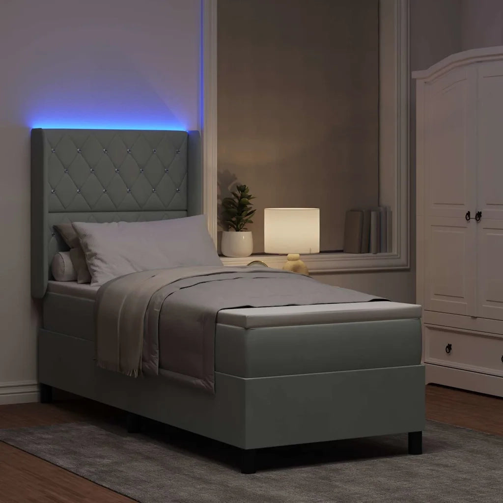 Letto a molle con materasso Grigio chiaro 80 x 200 cm Velluto